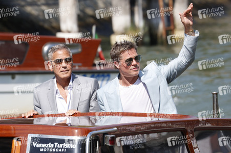 Ankunft von George Clooney und Brad Pitt am Palazzo del Casino, Internationale Filmfestspiele von Venedig 2024