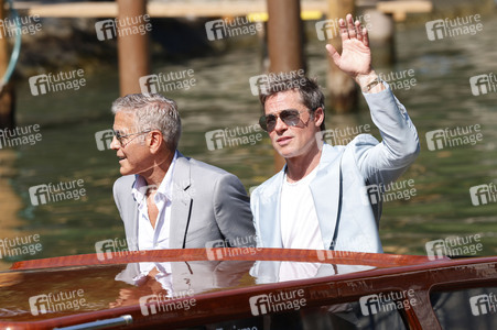 Ankunft von George Clooney und Brad Pitt am Palazzo del Casino, Internationale Filmfestspiele von Venedig 2024