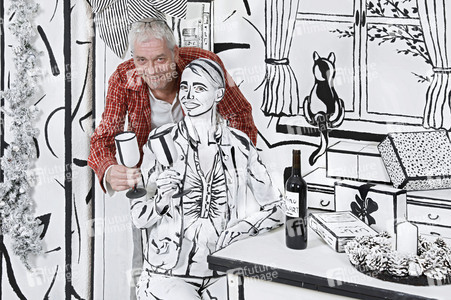 Black and White Christmas Bodypainting