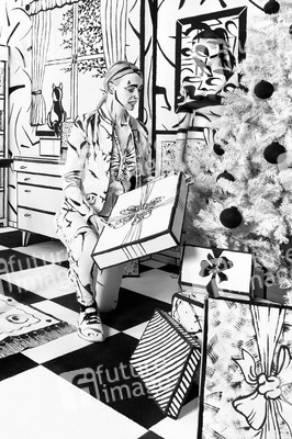 Black and White Christmas Bodypainting