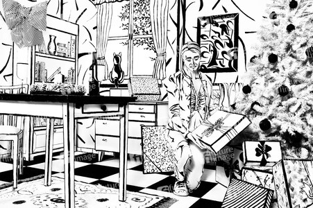 Black and White Christmas Bodypainting