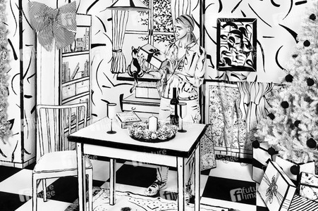 Black and White Christmas Bodypainting