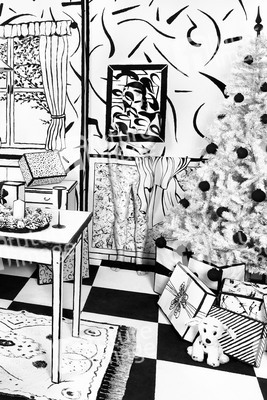 Black and White Christmas Bodypainting