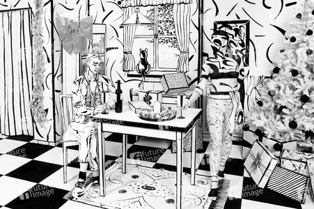 Black and White Christmas Bodypainting