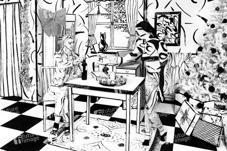 Black and White Christmas Bodypainting