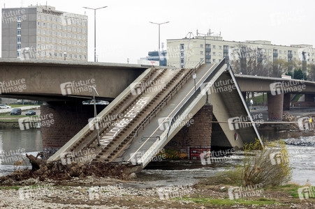 Die eingestürzte Carolabrücke in Dresden
