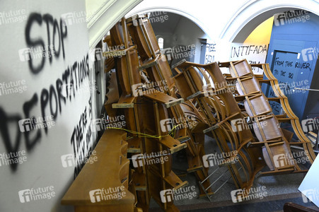 Schäden in Hörsaal der Humboldt-Universität nach propalästinensischen Protesten in Berlin