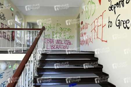 Schäden in Hörsaal der Humboldt-Universität nach propalästinensischen Protesten in Berlin