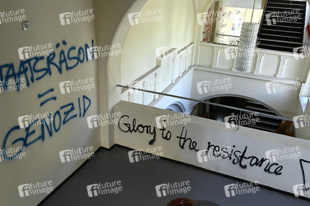 Schäden in Hörsaal der Humboldt-Universität nach propalästinensischen Protesten in Berlin