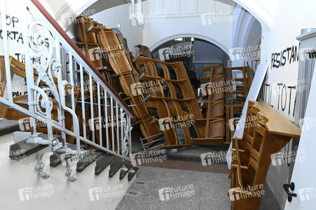 Schäden in Hörsaal der Humboldt-Universität nach propalästinensischen Protesten in Berlin