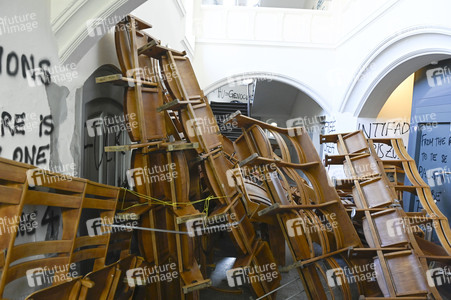 Schäden in Hörsaal der Humboldt-Universität nach propalästinensischen Protesten in Berlin