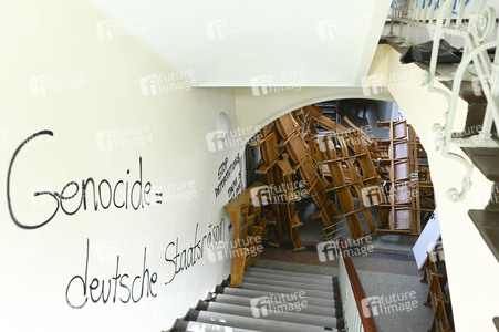 Schäden in Hörsaal der Humboldt-Universität nach propalästinensischen Protesten in Berlin