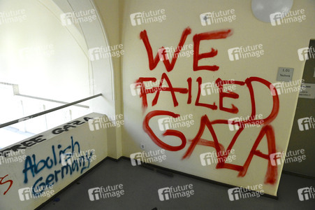 Schäden in Hörsaal der Humboldt-Universität nach propalästinensischen Protesten in Berlin