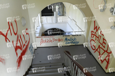 Schäden in Hörsaal der Humboldt-Universität nach propalästinensischen Protesten in Berlin