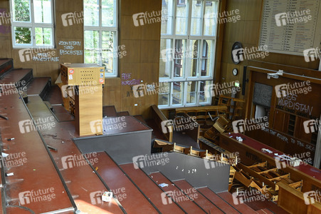Schäden in Hörsaal der Humboldt-Universität nach propalästinensischen Protesten in Berlin