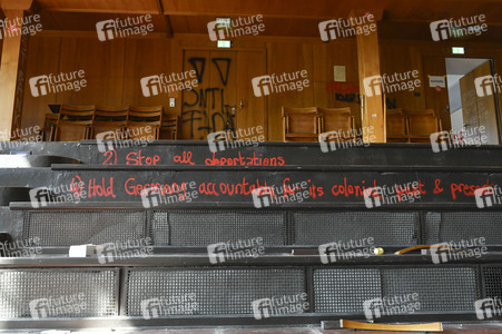 Schäden in Hörsaal der Humboldt-Universität nach propalästinensischen Protesten in Berlin