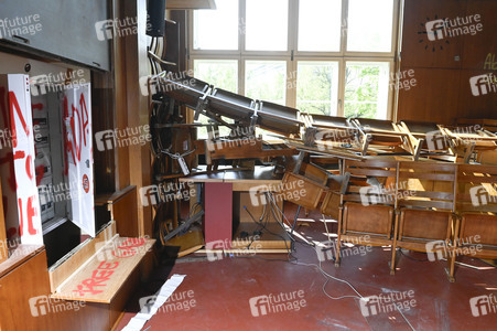 Schäden in Hörsaal der Humboldt-Universität nach propalästinensischen Protesten in Berlin
