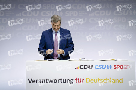Unterzeichnung des Koalitionsvertrages zwischen CDU, CSU und SPD in Berlin