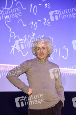 Fototermin mit der Wachsfigur von Albert Einstein in Berlin