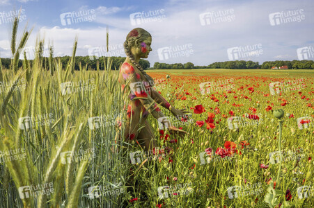 NATURE ART: Rotmohn / Red Poppy Bodypainting