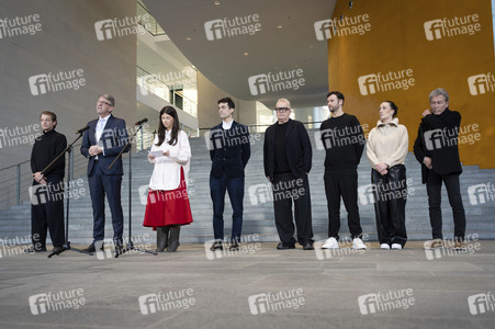 Pressestatment mit Wolfram Weimer nach dem Treffen mit Musikerinnen und Musikern im Kanzleramt in Berlin