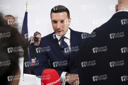 Pressekonferenz mit Jordan Bardella in Paris