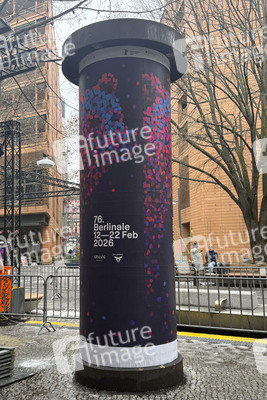 Aufbauarbeiten zur Berlinale 2026 in Berlin