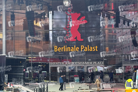 Aufbauarbeiten zur Berlinale 2026 in Berlin