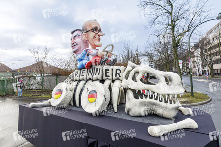 Aufstellung des Rosenmontag-Zuges in Düsseldorf