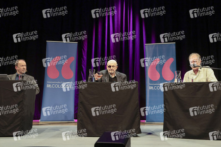 Ulrich Noethen und Salman Rushdie auf der lit.Cologne 2026