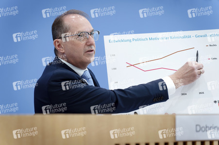 Bundespressekonferenz 'Vorstellung der Statistik politisch motivierter Kriminalität 2025' in Berlin