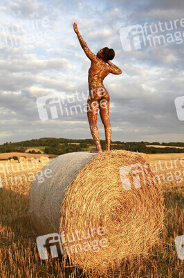 NATURE ART: Auf einem Feld in der Abendsonne / On a Field in the Evening Sun Bodypainting