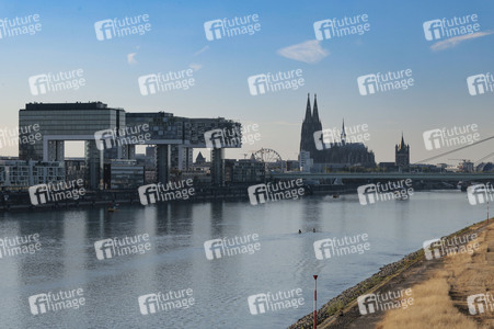 Historisches Niedrigwasser im Rhein in Köln