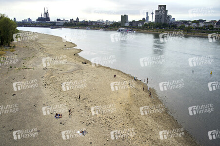 Niedrigwasser im Rhein in Köln