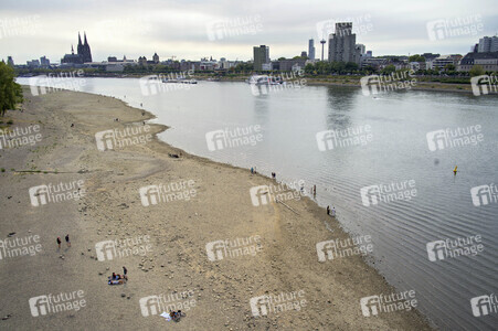 Niedrigwasser im Rhein in Köln