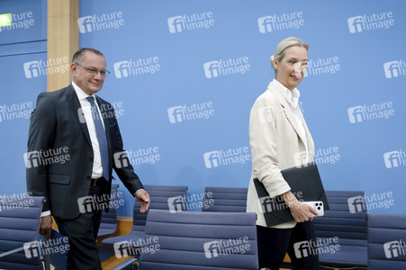 Bundespressekonferenz 'AfD - Auswirkungen der Landtagswahl in Sachsen-Anhalt auf die Bundespolitik' in Berlin