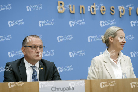 Bundespressekonferenz 'AfD - Auswirkungen der Landtagswahl in Sachsen-Anhalt auf die Bundespolitik' in Berlin