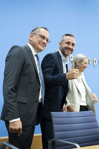 07.09.2026<br>Bundespressekonferenz 'AfD - Auswirkungen der Landtagswahl in Sachsen-Anhalt auf die Bundespolitik' in Berlin
