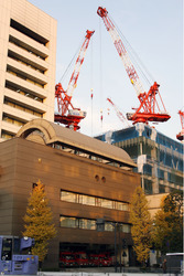 Kräne über der Feuerwehr