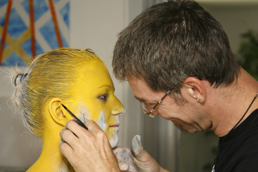 Jörg Düsterwald mit Model Melanie