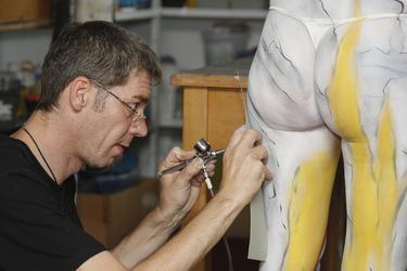 Jörg Düsterwald mit Model Melanie