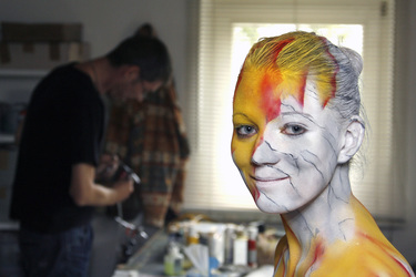 Jörg Düsterwald mit Model Melanie