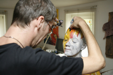 Jörg Düsterwald mit Model Melanie