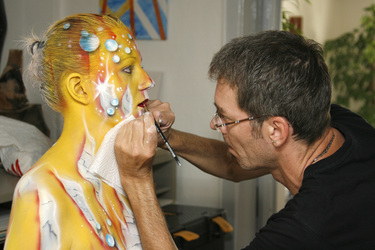 Jörg Düsterwald mit Model Melanie