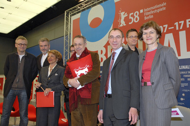 Berlinale-Chef Dieter Kosslick mit seinen Sektionsleitern Christoph Terchechte, Wieland Speck, Beki Probst, Alfred Holighaus, Dr. Rainer Rother, Thomas Hailer, Dorothee Wenner