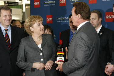 Christian Wulff, Angela Merkel, Arnold Schwarzenegger