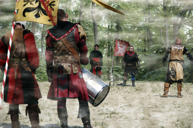 Ritterdarsteller im Wald