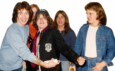 Bon Scott, Phil Rudd, Angus Young, Malcolm Young, Mark Evans