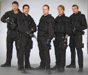 Jorres Risse, Bülent Sharif, Marc Ben Puch, Andreas Pietschmann, Bert Böhlitz, Photocall zur neuen Sat.1 Serie GSG-9, Hamburg 06.09.2006