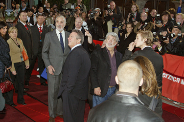 Christpher Lee, Rick McCallum, George Lucas, Hayden Christensen